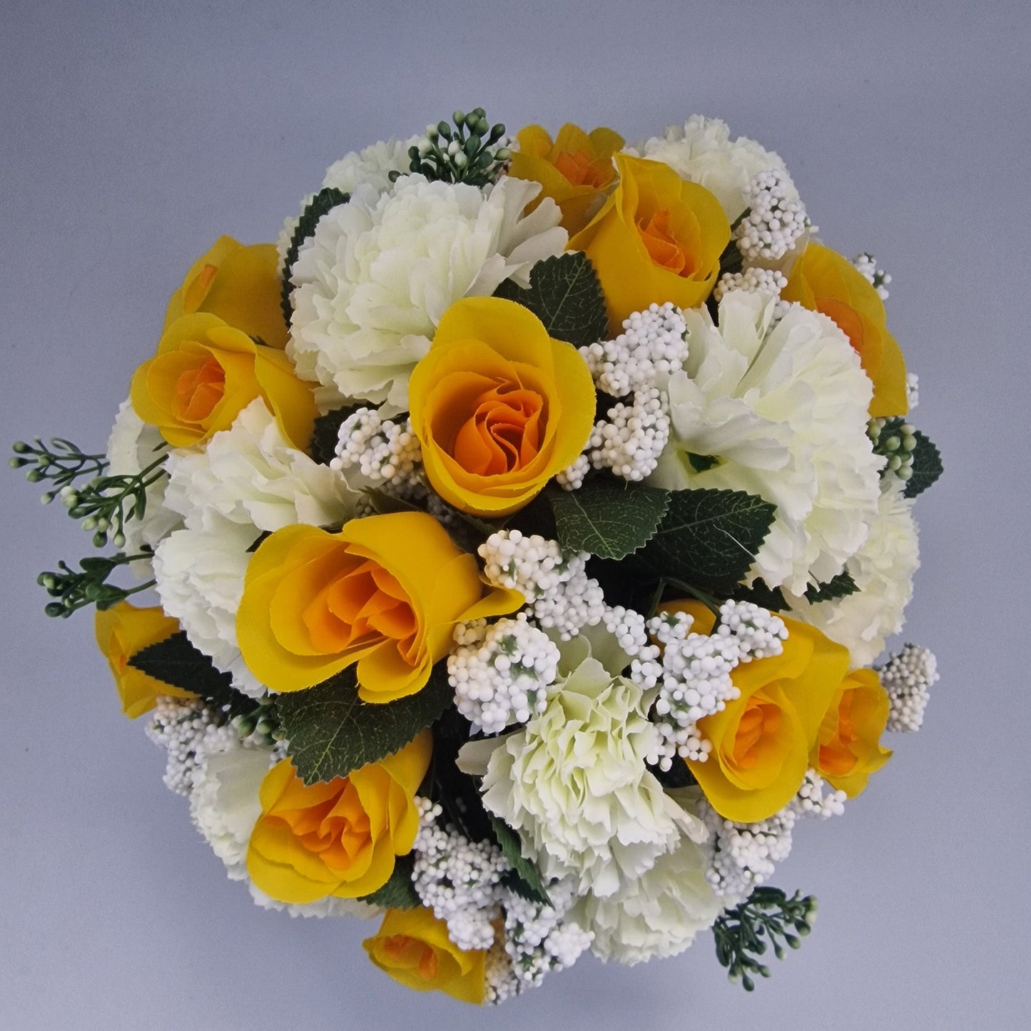 Artificial Silk Flower Arrangement Carnations and Roses Grave Pot. Memorial Tribute - Amor Flowers