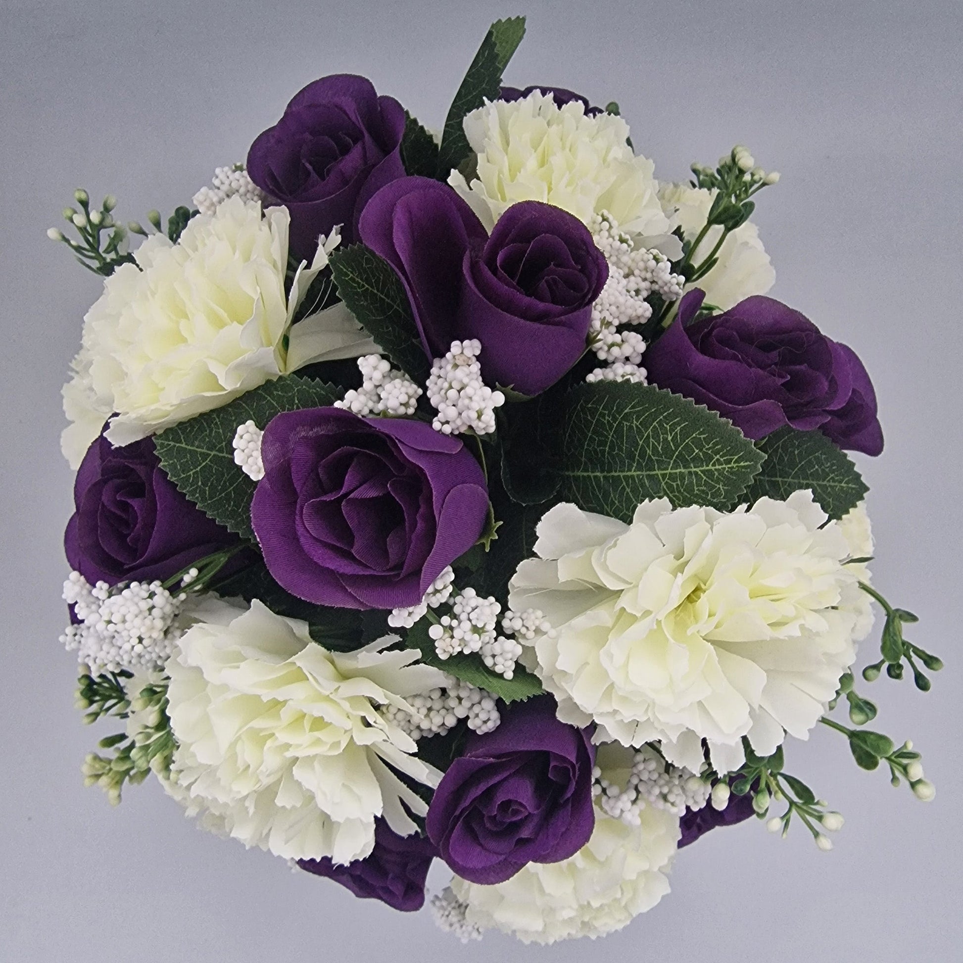 Artificial Silk Flower Arrangement Carnations and Roses Grave Pot. Memorial Tribute - Amor Flowers