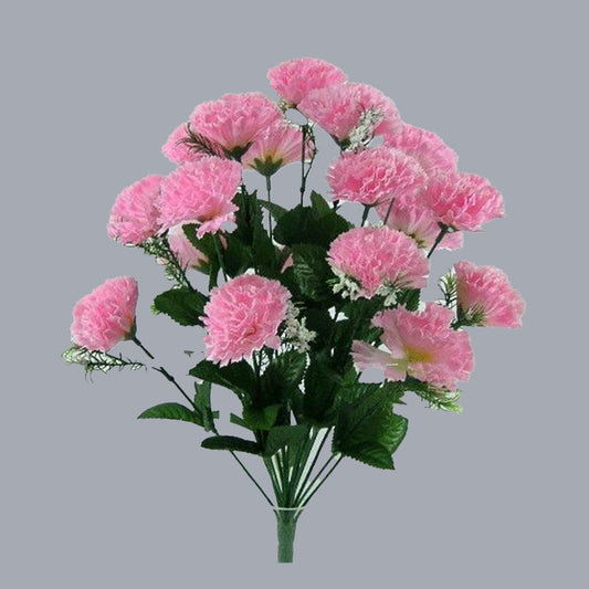 Artificial 45cm Pink Carnation Bush - 18 Heads - Amor Flowers