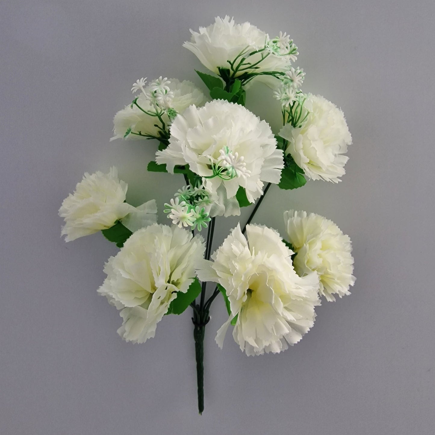 Artificial Carnations in Ivory 8 Head - Amor Flowers