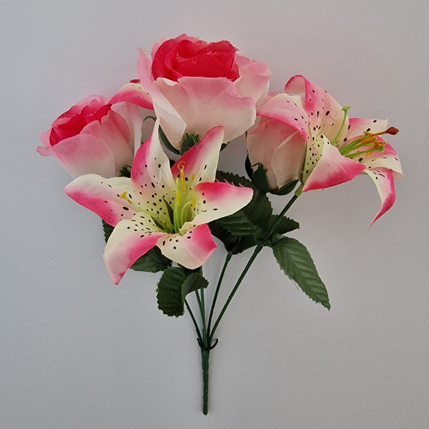 Artificial Rose & Lily Bouquet 6 Different Colours to Choose - Amor Flowers