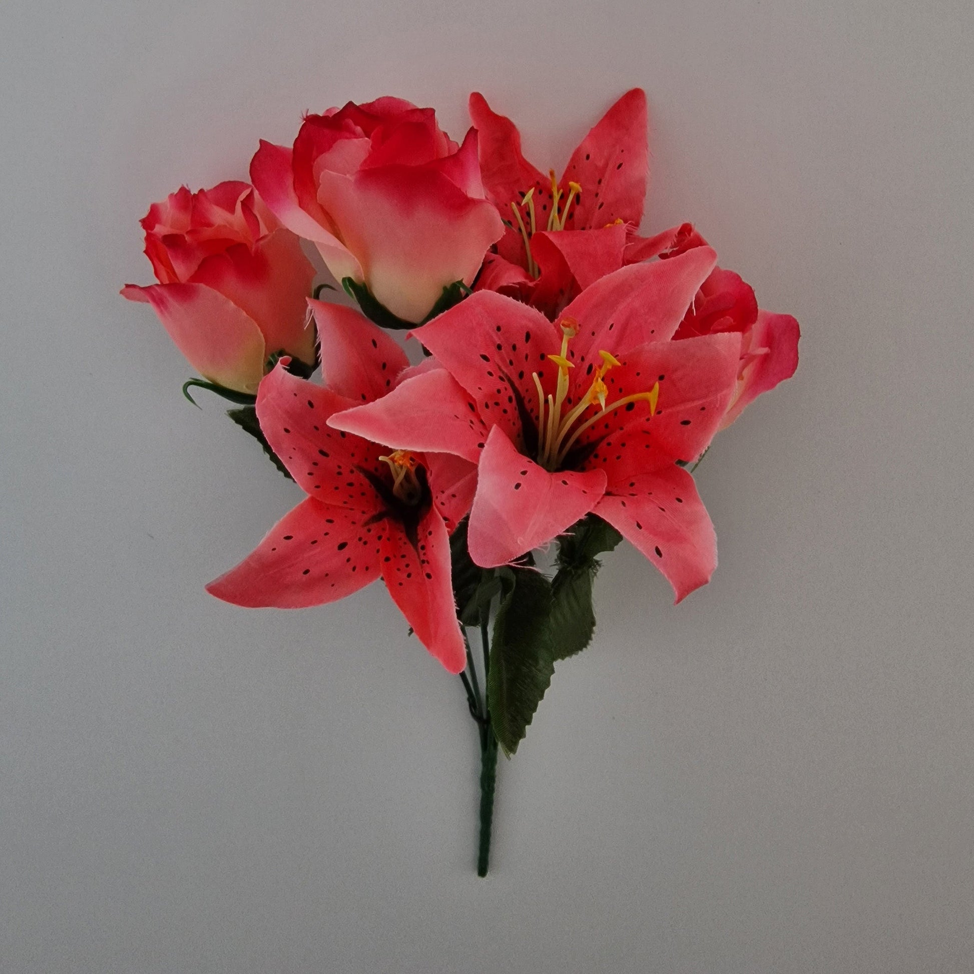 Artificial Rose & Lily Bouquet 6 Different Colours to Choose - Amor Flowers