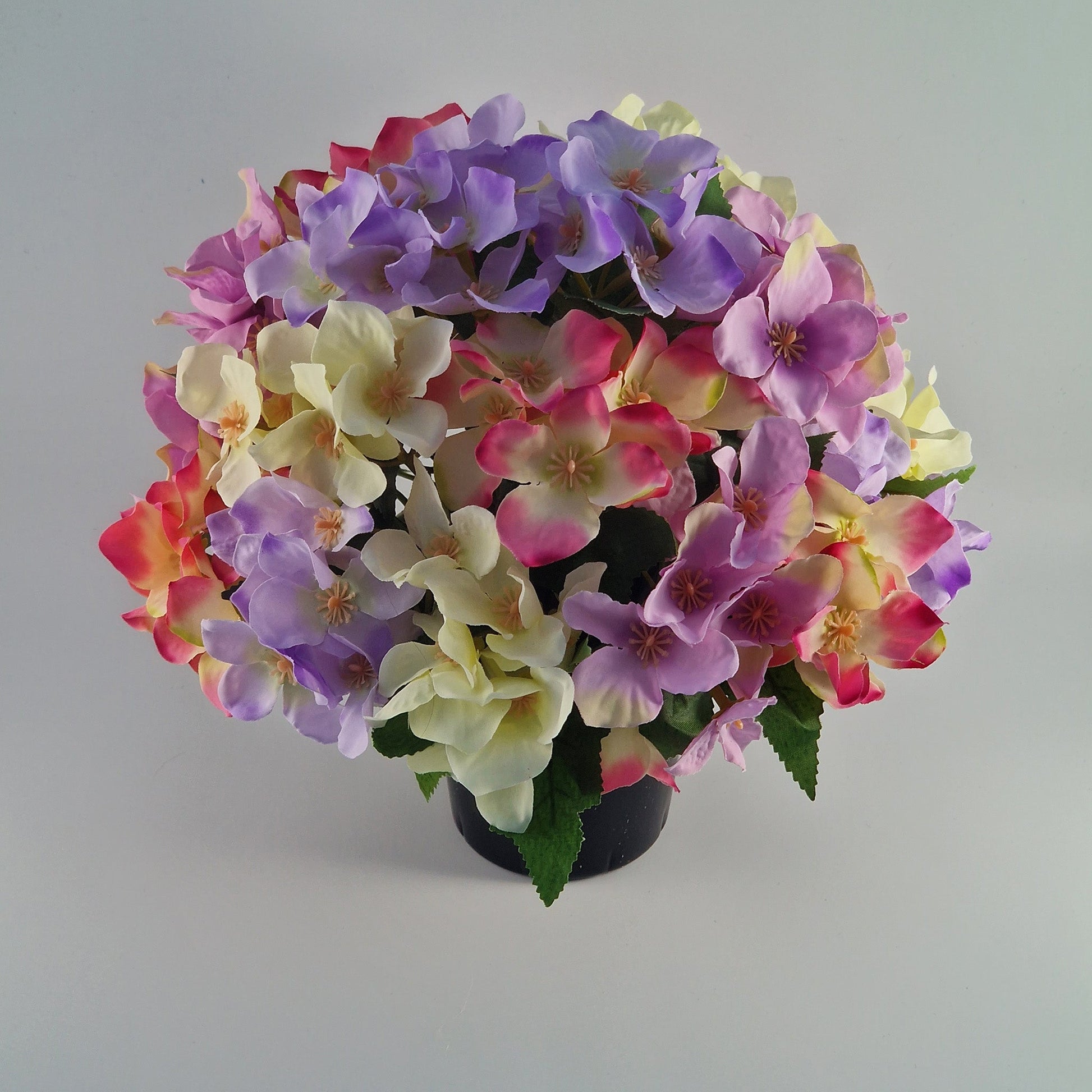 Artificial/ Silk Flower Arrangement Hydrangea Mix Grave Pot. Memorial Tribute - Amor Flowers