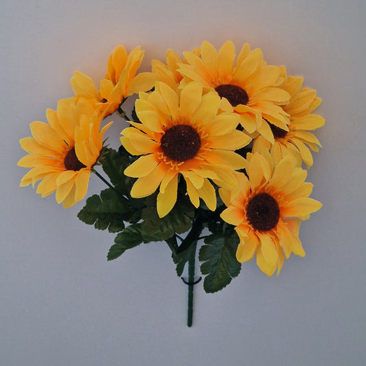 Artificial Sunflower Bush - 30cm Yellow Sunflower - Amor Flowers