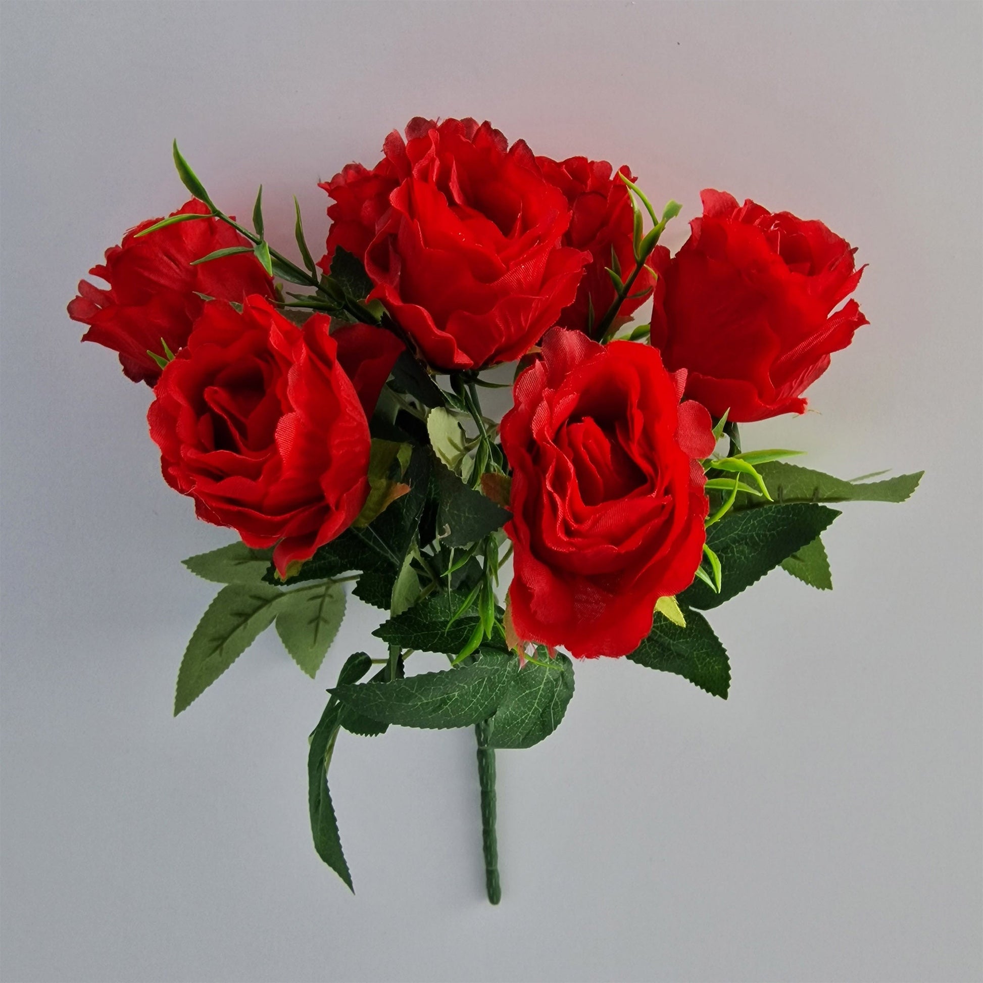 Crinkled Edge Artificial Rosebud with Grass - Amor Flowers