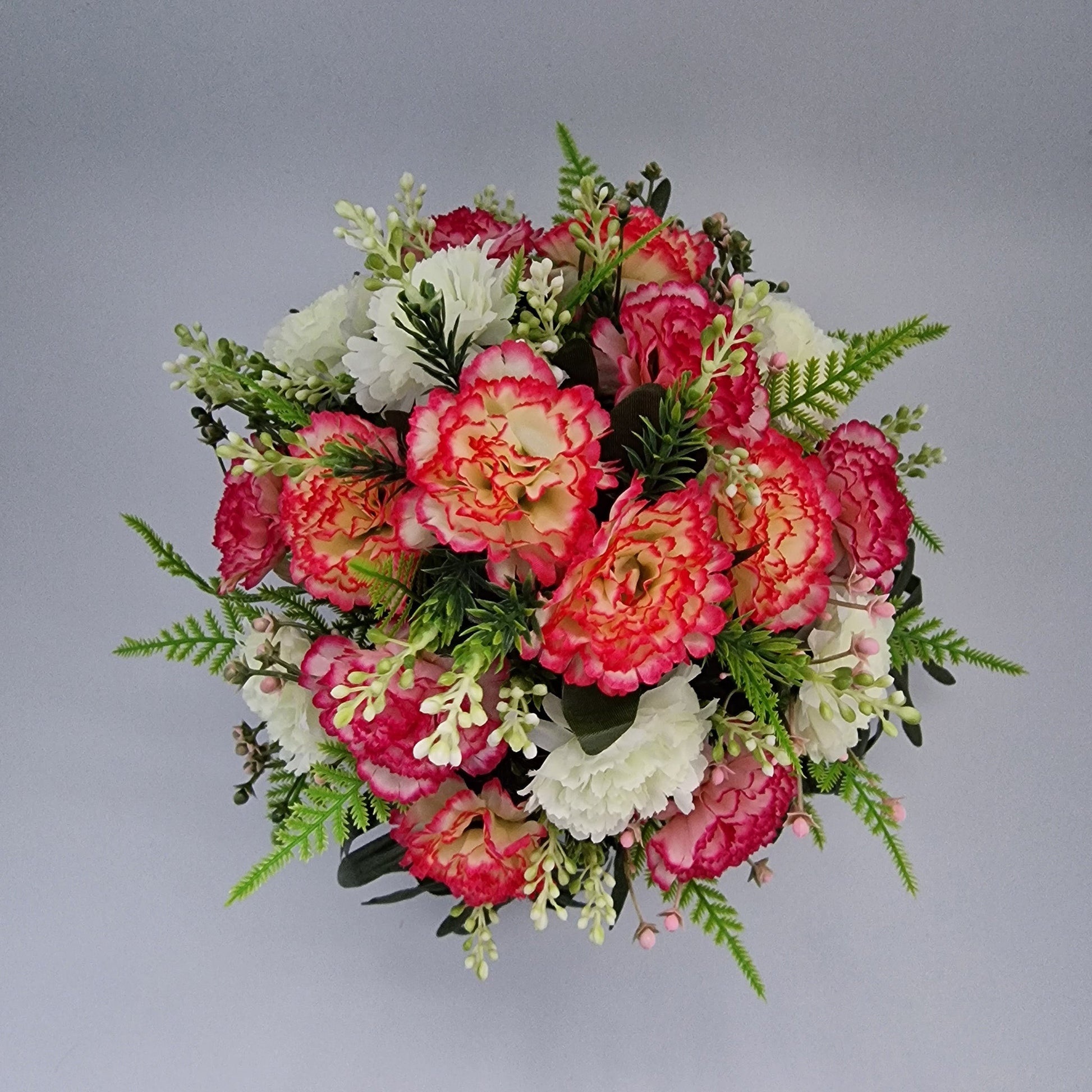 Grave Memorial Pot With Carnation with Fern & Berries Grave Arrangement/ Pink - Amor Flowers