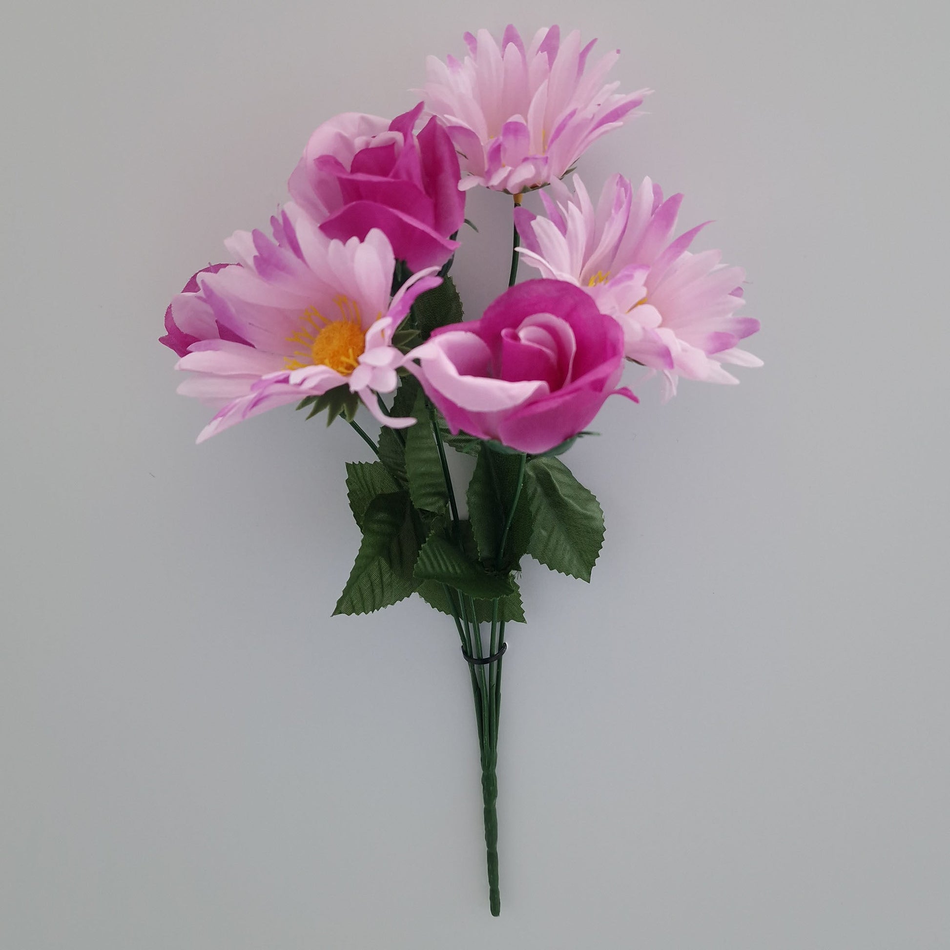Rose Bud and Gerbera Artificial Flower Bush In 6 Different Colours - Amor Flowers