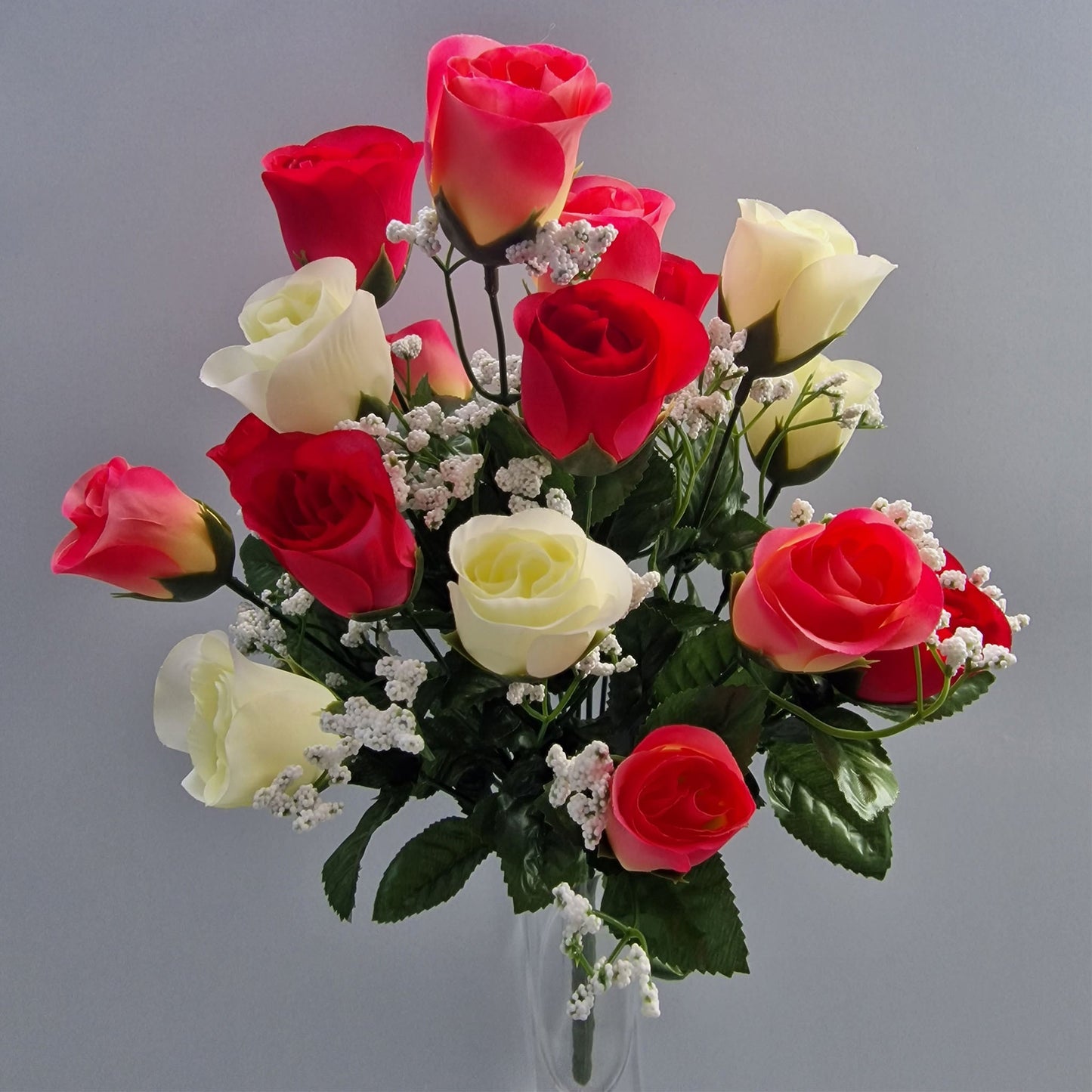 Rose Bud with Gyp 18 Head 6 Colours - Amor Flowers