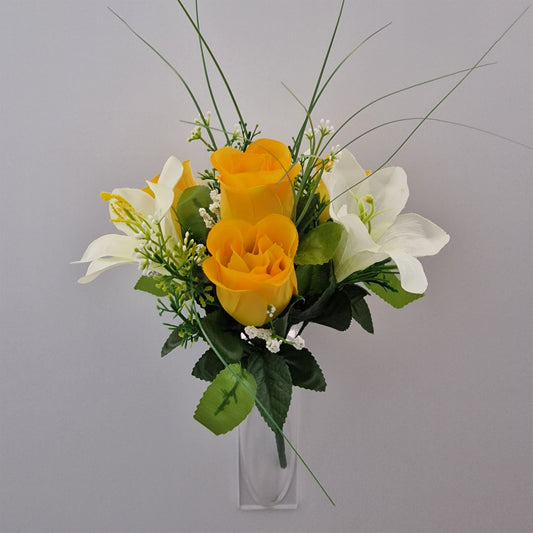 Rosebud and Lily Artificial Bouquet - Amor Flowers