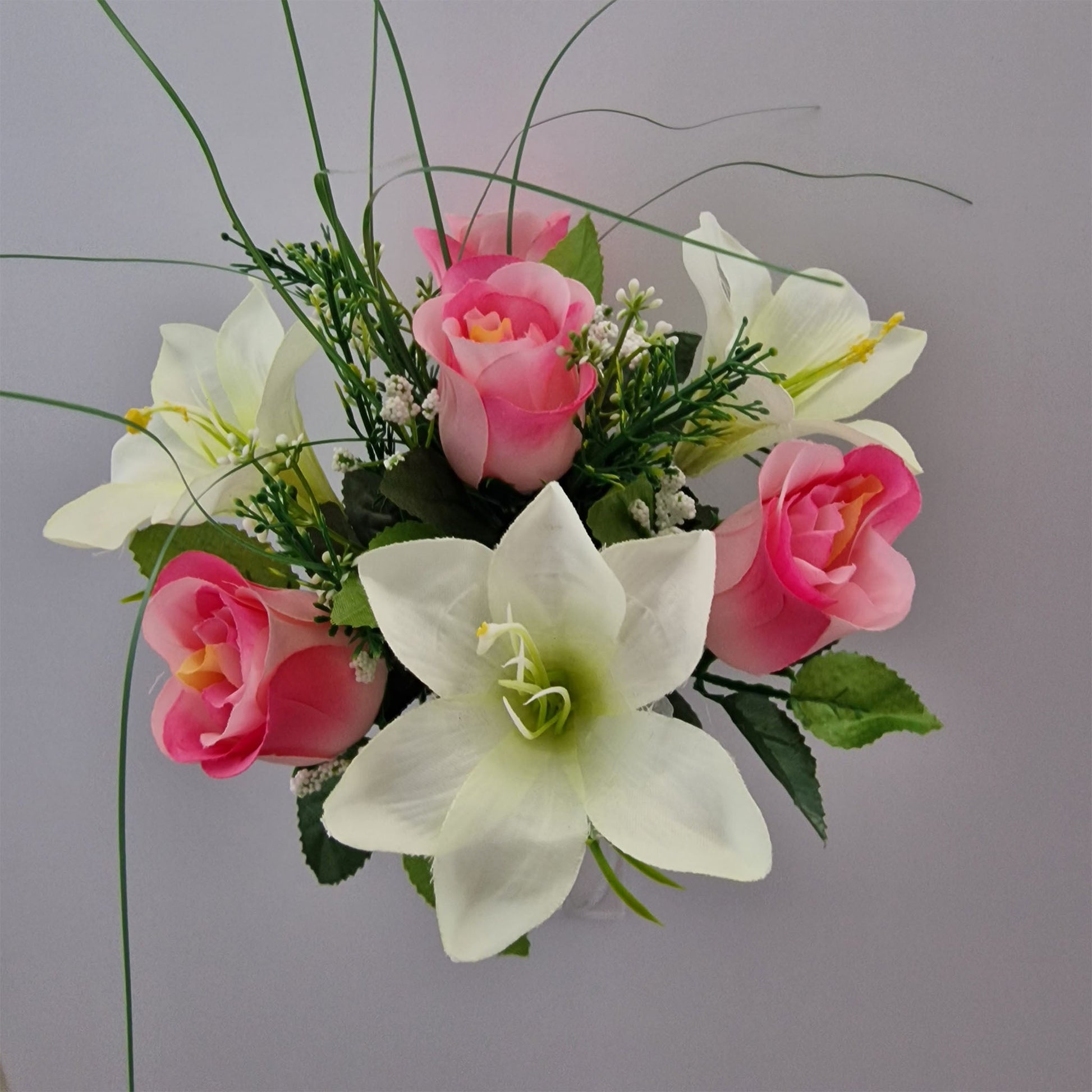 Rosebud and Lily Artificial Bouquet - Amor Flowers